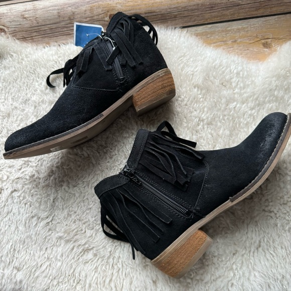 Primadonna Collection Black Suede Fringe Ankle Booties - Picture 6 of 11